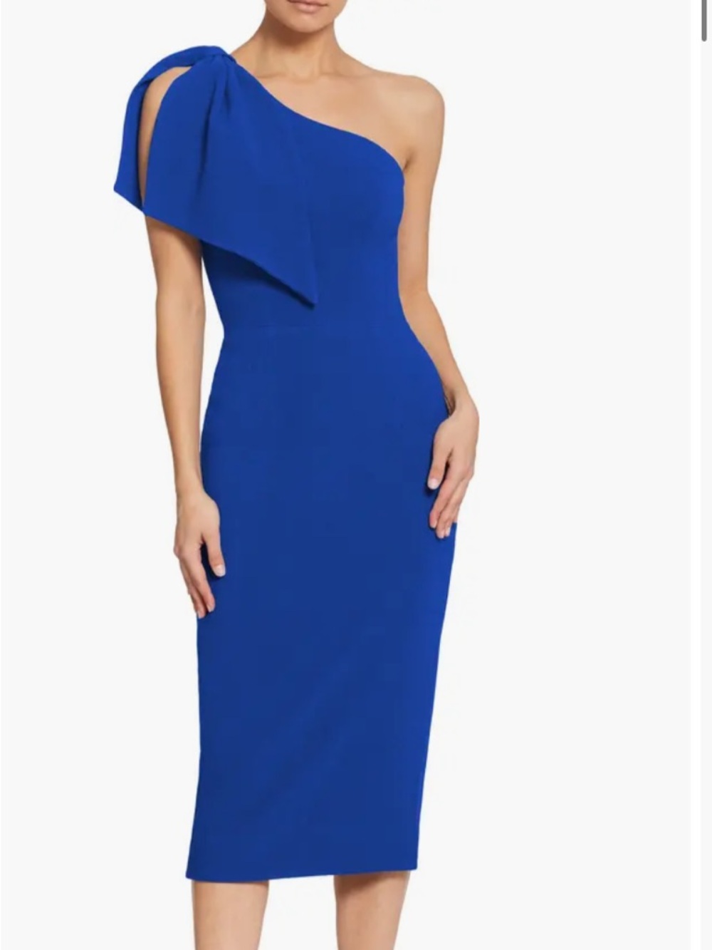 NWT- Dress the Population One-Shoulder Royal Blue Midi Dress